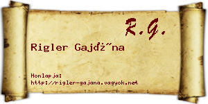 Rigler Gajána névjegykártya